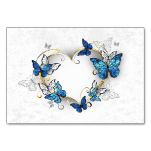 Juwelenherz mit Schmetterlingen Morpho Tischnummer