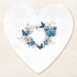 Juwelenherz mit Schmetterlingen Morpho Untersetzer