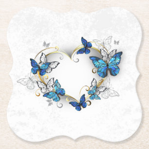 Juwelenherz mit Schmetterlingen Morpho Untersetzer
