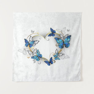 Juwelenherz mit Schmetterlingen Morpho Wandteppich