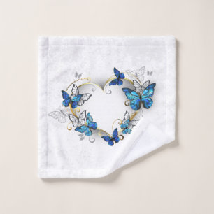 Juwelenherz mit Schmetterlingen Morpho Waschlappen
