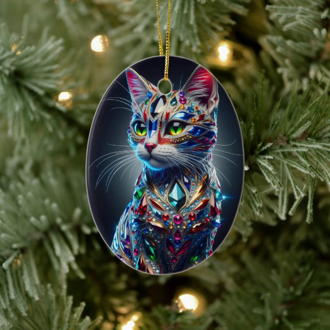 Juwelenkatze Keramik Ornament (Baum)