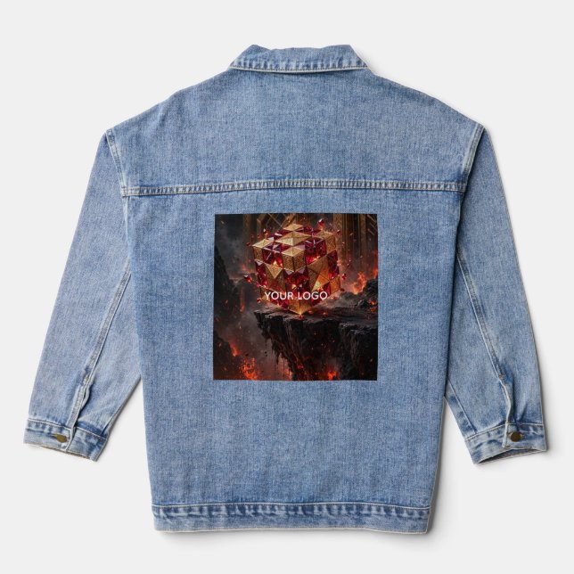 Juwelenquader auf der vulkanischen Klippe Jeansjacke (Rückseite)