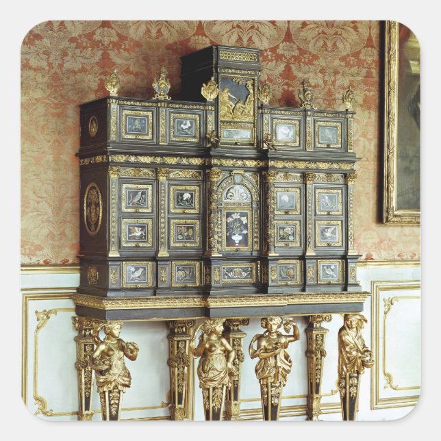 Juwelenschrank Louis XIV, Werkstatt Gobelins Quadratischer Aufkleber (Vorderseite)