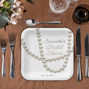 Juwelier Pearl Necklace Brautparty Pappteller