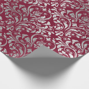 Juwelier Royal Damask Floral Maroon Burgundy Silve Geschenkpapier