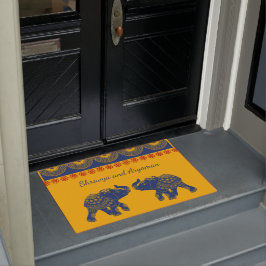 JuwelierElefanten, Personalisiert Golde und Blue Fußmatte