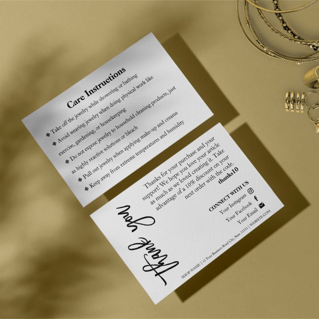 Juwelierpflege White Chic Script Danke Karte (Von Creator hochgeladen)