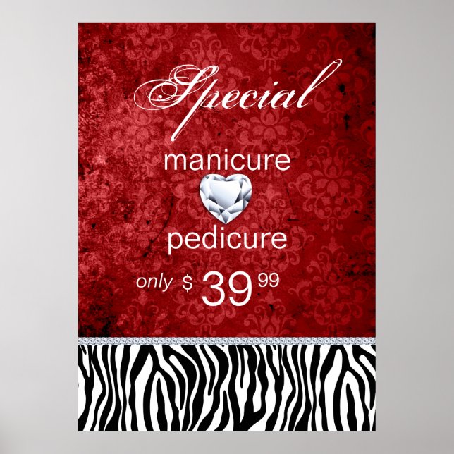 Juweliersalon Damask Salon Zebra Valentine Poster (Vorne)