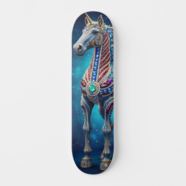 Juweliertes Einhorn Skateboard (Vorderseite)