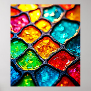 Juwelton gefärbte Glas-Kunst-Glow-Design Poster