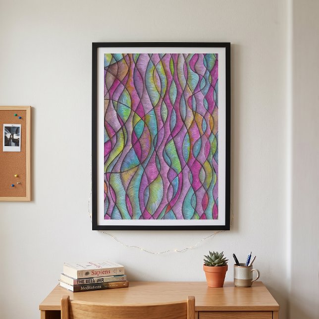 Juwelton Psychedelische Wellige Abstrakte Kunst Poster (Von Creator hochgeladen)