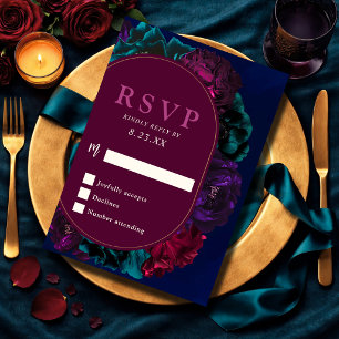 Juweltonige Blumenehe RSVP Karte