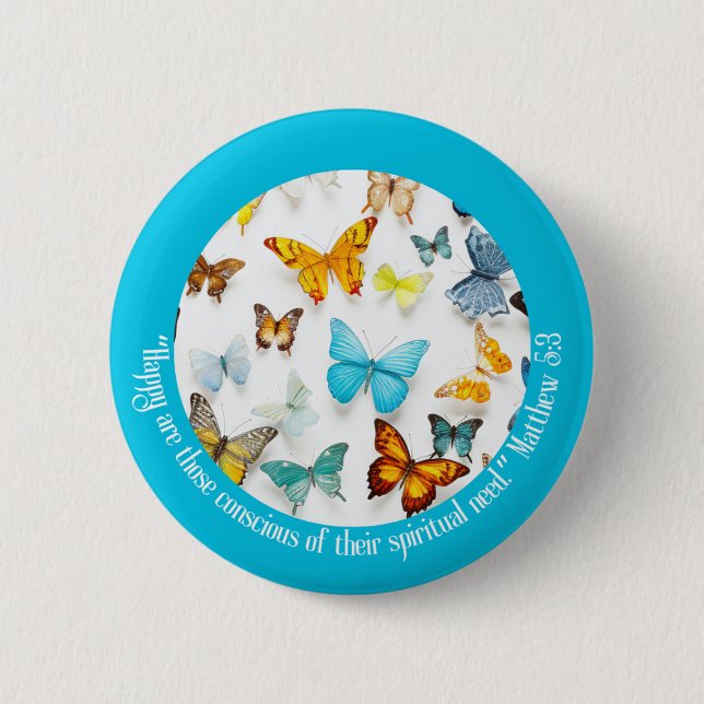 JW 2026 Jahr Text Farbige Schmetterlinge Button (Vorderseite)