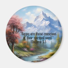 JW 2026 Jahr Text Matthew 5:3 Berglandschaft Magnet