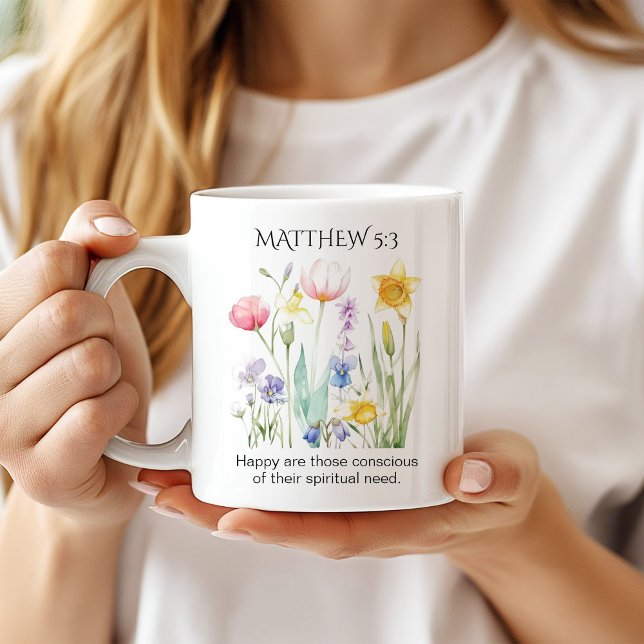 JW 2026 Jahrestext mit Wasserfarben-Blumen Kaffeetasse (Von Creator hochgeladen)