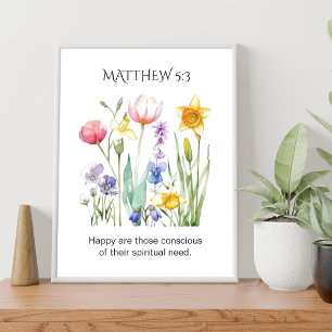 JW 2026 Jahrestext mit Wasserfarben-Blumen Poster