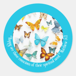 JW 2026 Year Text Colorful Butterflies Runder Aufkleber