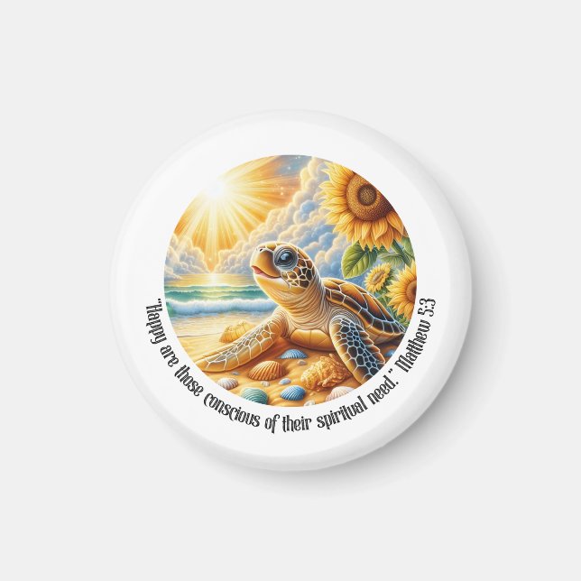 JW 2026 Year Text Happy Turtle Matthew 5:3 Magnet (Vorne)