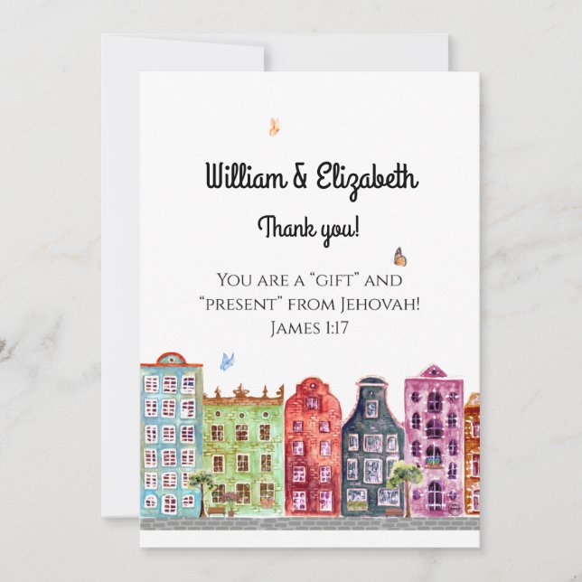 JW C.O. & Ehefrau Vielen Dank für Ihre neue Zuweis Einladung (Vorderseite)