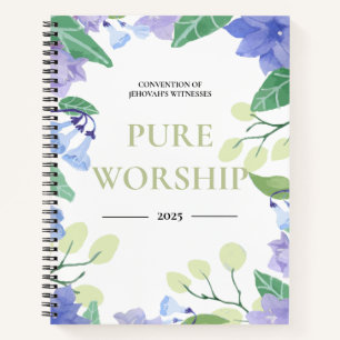 JW Convention 2025 reine Gebet blauen Blumendesign Notizbuch