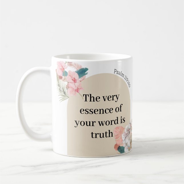 JW Geschenk 2023 Jahr Text Psalm 119:160 boho arch Kaffeetasse (Links)