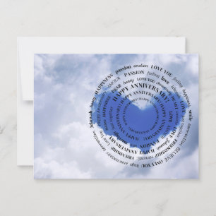 JW Happy Anniversary Card Herz in den Wolken Postkarte