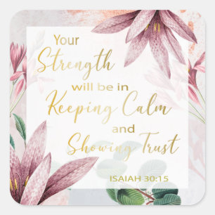 JW-Jahr-Text 2021 - Ruhe und Vertrauensbereich Beh Quadratischer Aufkleber