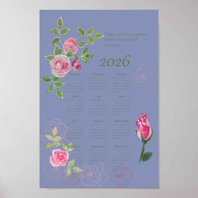 JW Jahres Text Kalender anpassbar Poster (Vorne)
