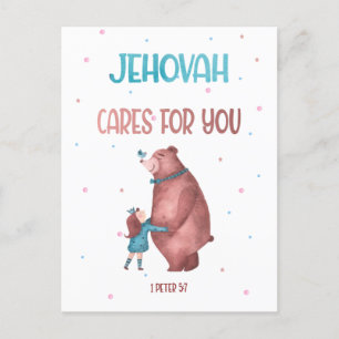 JW Kids Gift-1 Peter 5:7 Jehovah kümmert sich um S Postkarte