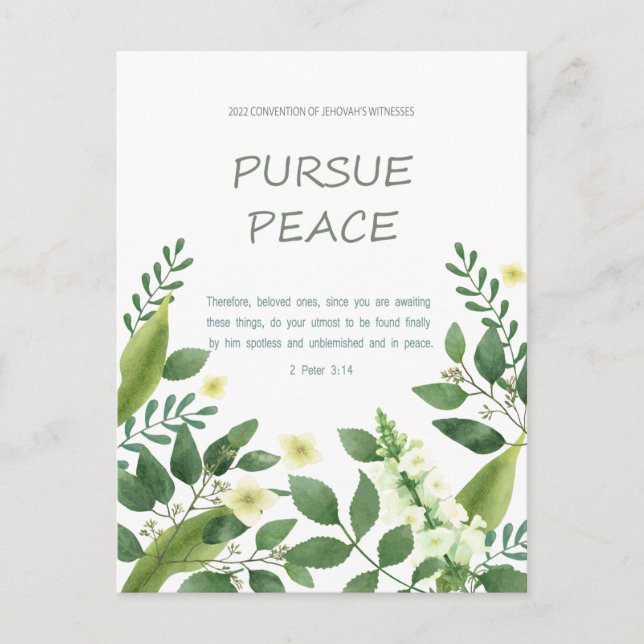 JW-Konvention 2022 - grüne weiße Blume Postkarte (Vorderseite)