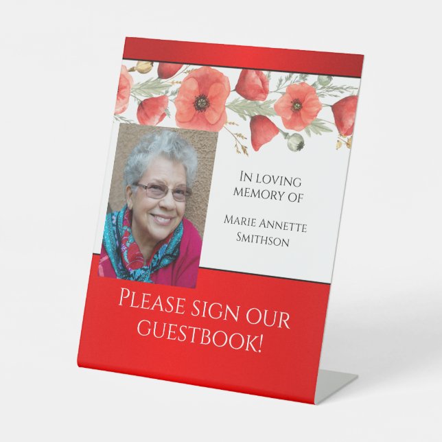 JW Memorial Funeral Service Gästebuchsignatur Sockelschild (Vorderseite)