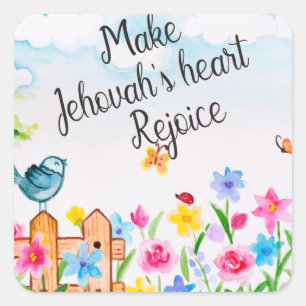JW Ministry Supply Make Jehovahs Herz Freude Quadratischer Aufkleber