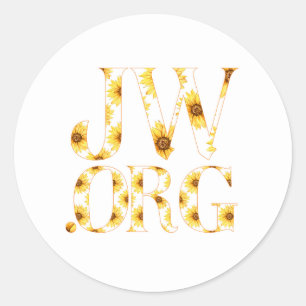 JW.org mit Sonnenblumen für Jehovas Zeugen Runder Aufkleber