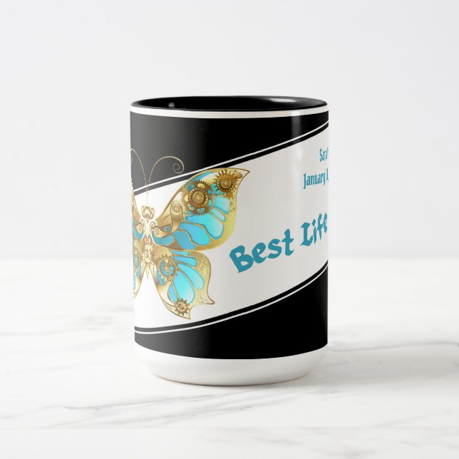 JW Personalisierte Taufe Keepake Geschenk Kaffee T Zweifarbige Tasse (Mittel)