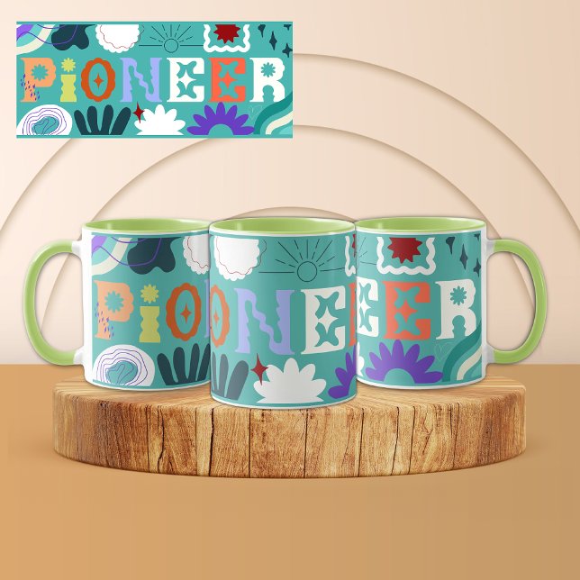 JW Pioneer Bright Wavy Blue Wrap rund um die Tasse (Von Creator hochgeladen)