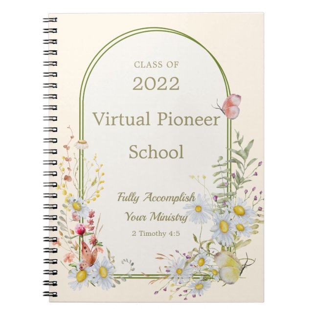 JW-Pionierschule 2022 - Blumenrahmen Notizblock (Vorderseite)