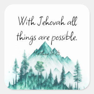 JW Sticker, Matthew 19:26 JW-Geschenk Quadratischer Aufkleber