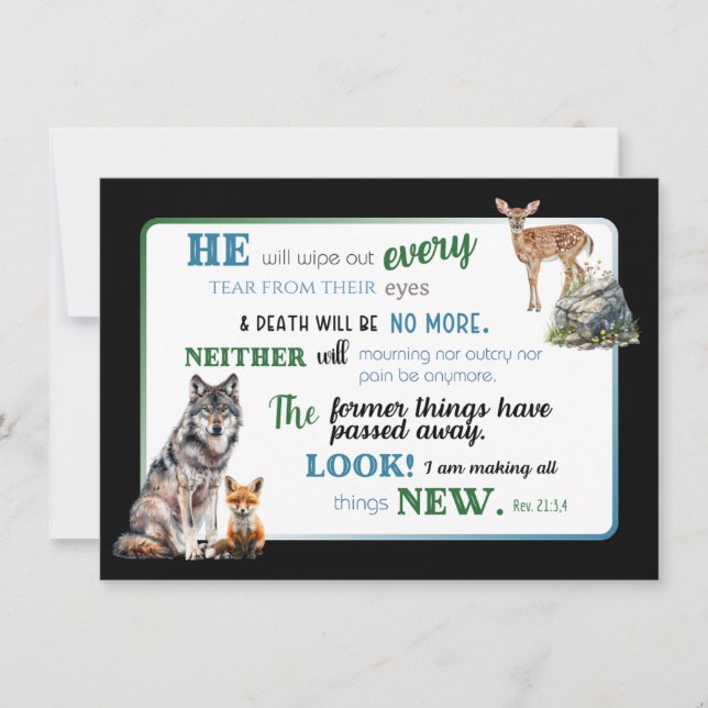 JW Sympathy Card for Brothers - Offenbarung 21:3,4 Dankeskarte (Vorderseite)