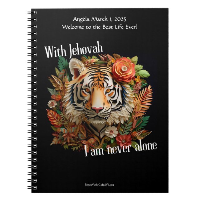 JW Taufe Keepake Geschenk - Tiger-Notebook Notizblock (Vorderseite)