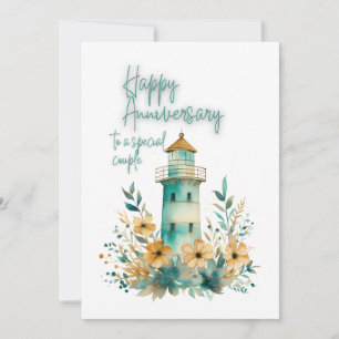JW Watercolor Lighthouse Happy Anniversary Card Feiertagskarte