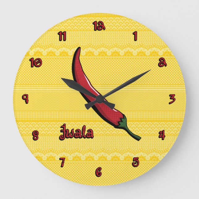 Jwala Chili Pepper Clock Große Wanduhr (Vorderseite)