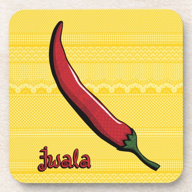 Jwala Chili Pepper Plastic Untersetzer (Vorderseite)