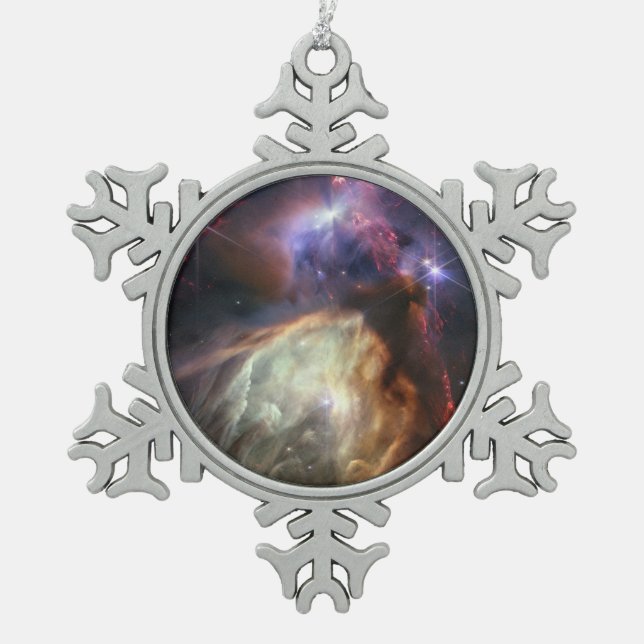 JWST-Bild der Rho-Ophiuchi-Sterne Schneeflocken Zinn-Ornament (Vorderseite)