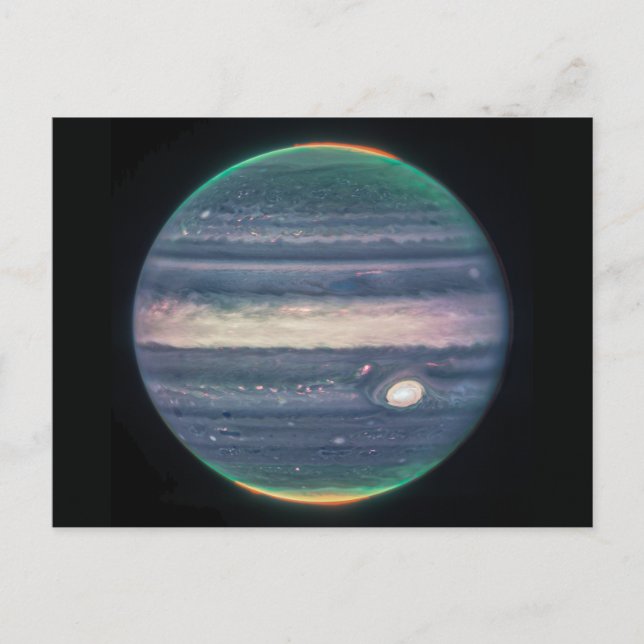 JWST-Bild des Planeten Jupiter in Infrarot-Postkar Postkarte (Vorderseite)