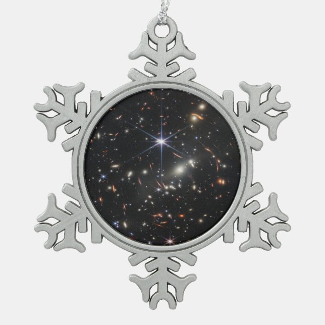 JWST James Webb Space Telescope Erste Bilder Schneeflocken Zinn-Ornament (Vorderseite)