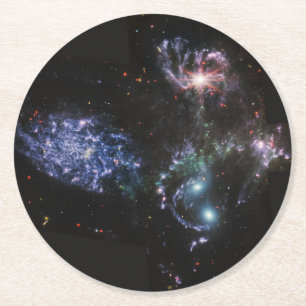 JWST James Webb Space Telescope Stephans Quintet Runder Pappuntersetzer