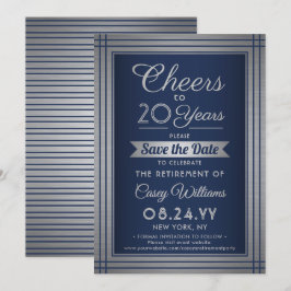 JY Number Retirement Party Cheers Navy Blue Save The Date