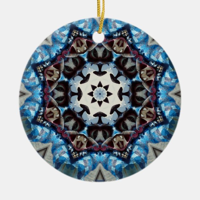 K186 Extravagantes Blaues Oktagon Keramikornament (Vorne)