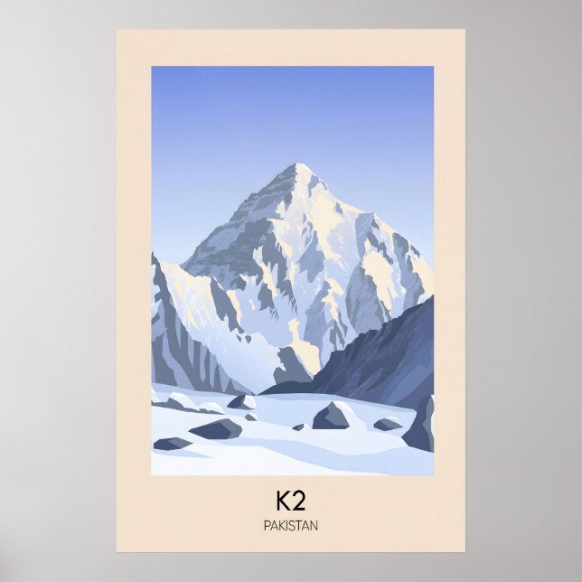 K2 Berg Pakistan Reiseplakat Poster (Vorne)